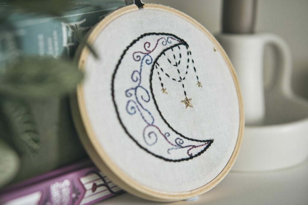 Luna Collection Embroidery Kit available on Etsy. Beginner Craft Kit.